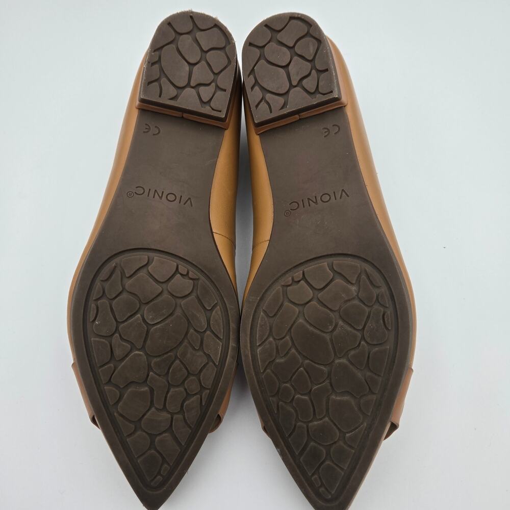 Vionic Tan Pointed-Toe Flats with Interlocking Loop Detail - Picture 9 of 9